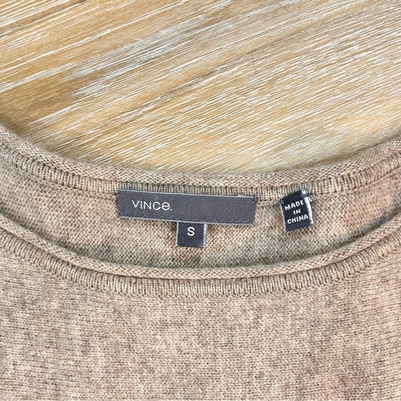 VINCE Wool Cashmere Boatneck Beige Sweater - Picture 3 of 4